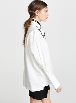 Stand Collar Tie Flare Sleeve Pullover Blouse