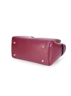 Cowhide Leather Magnetic Lock Zipper Top Handle Bag