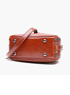 Stylish Leather Zipper Top Handle & Crossbody Bag