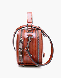 Stylish Leather Zipper Top Handle & Crossbody Bag