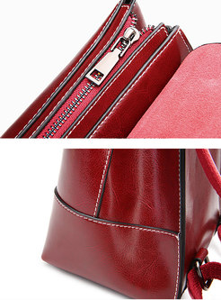 Chic Solid Color Leather Backpack