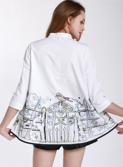Three Quarters Sleeve Embroidered Blouse