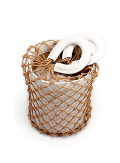 Chic Leather Fish Net Top Handle Bag