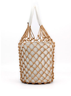Chic Leather Fish Net Top Handle Bag
