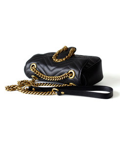 Stylish Clasp Lock Cowhide Leather Chain Crossbody Bag
