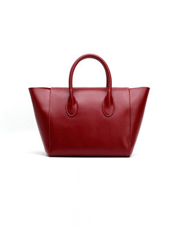 Vintage Solid Color Leather Top Handle Bag