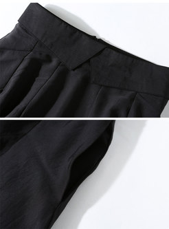 Elegant Black High Waist Hem Skirt