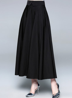 Elegant Black High Waist Hem Skirt