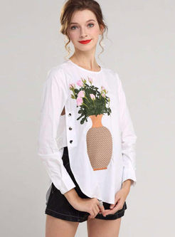 Ethnic Long Sleeve Embroidered T-shirt