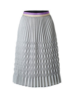 Elastic High Waist Slim Pleated Skirt