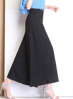 Brief High Waist Wide Leg Pants With Decoration