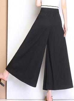 Casual Solid Color Wide Leg Flare Pants