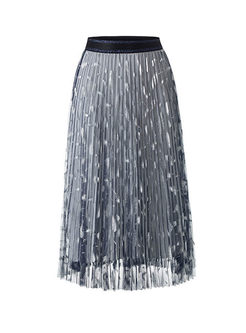 Sweet Slim Mesh Feather A Line Skirt