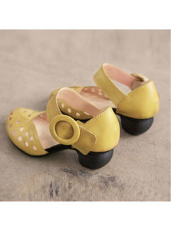 Vintage Hollow Out Summer Leather Sandals