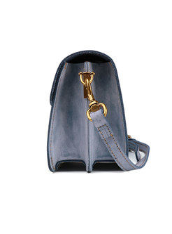 Vintage Clasp Lock Cowhide Leather Crossbody Bag