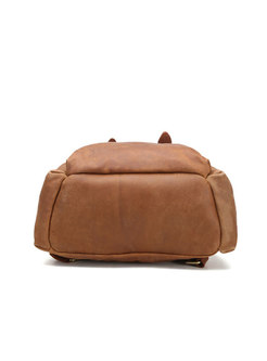 Casual Cowhide Leather Solid Color Backpack