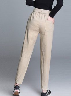 Elastic Waist Solid Color Slim Harem Pants