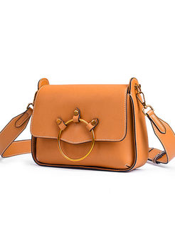 Solid Color Magnetic Buckle Crossbody Bag