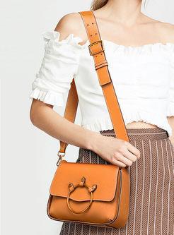 Solid Color Magnetic Buckle Crossbody Bag