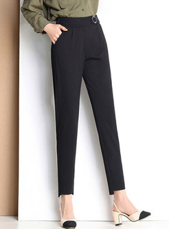 Stylish Black Elastic Waist Pants