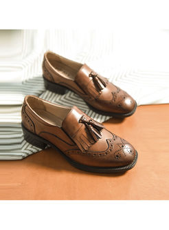 Fashion Tassel Leather Spring Loafers