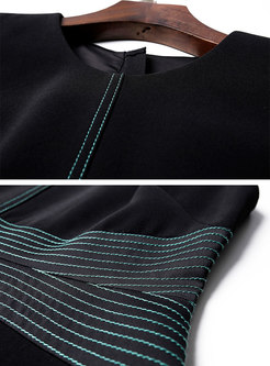 Brief Top Stitched Sleeveless Sheath Dress