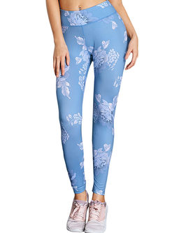 Fashion Blue Print Sheath Yoga Pants