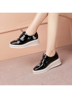 Fashion Square Toe Lace Up Daily Shoes