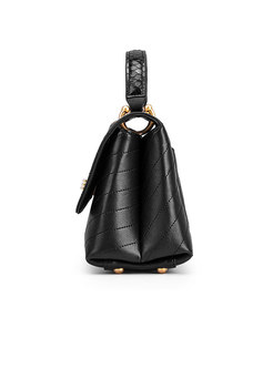 Black Chain Top Cowhide Crossbody Bag & Top Handles