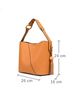 All-matched One Shoulder Genuine Leather Bucket Bag
