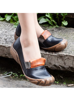 Color-blocked Round Head Casual Loafers