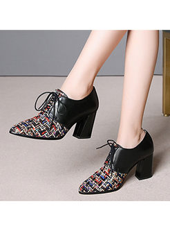 Stylish Color-blocked Tied High Heel Shoes
