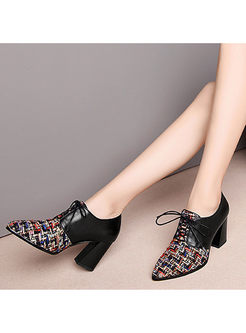 Stylish Color-blocked Tied High Heel Shoes