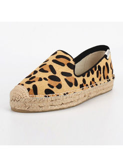 Chic Leopard Round Tote Flat Loafers