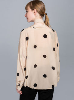 Fashion V-neck Polka Dot Pullover Blouse