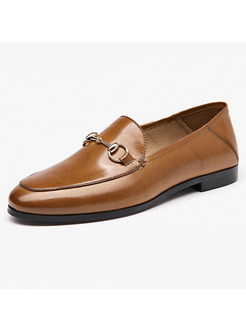 Casual Brief Buckle Flat Loafers