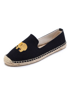 Stylish Cartoon Embroidered Flat Loafers