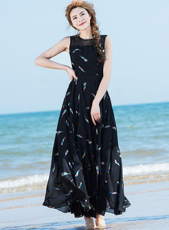 Fashion Plus-size Floral Print Comfortable Maxi Dress