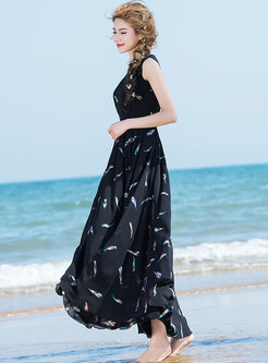 Fashion Plus-size Floral Print Comfortable Maxi Dress