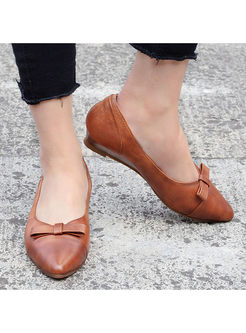 Retro Bowknot Pointed Head Flat Shoes