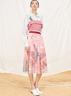 Stylish Print Elastic Waist Skirt