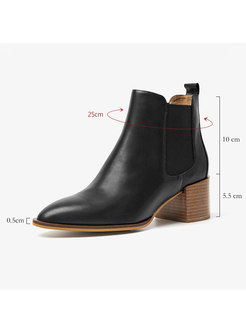 Women Genuine Leather Chunky Heel Ankle Boots