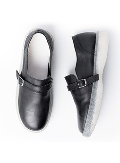 Casual Spring/fall Round Toe Leather Loafers
