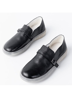 Casual Spring/fall Round Toe Leather Loafers