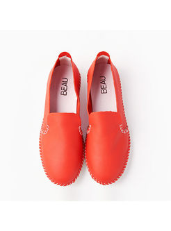 Casual Round Toe Soft Sole Leather Loafers