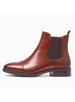 Retro Brown Genuine Leather Ankle Boots