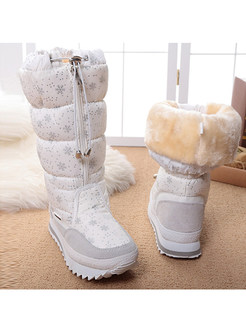 Stylish Snowflake Pattern Zipper Platform Warm Boots