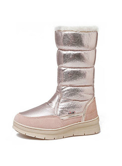 Chic Women Winter Color-blocked Wedge Heel Snow Boots