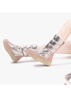 Chic Women Winter Color-blocked Wedge Heel Snow Boots