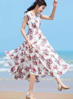 Stylish Plus Size Beach Chiffon Tied Maxi Dress